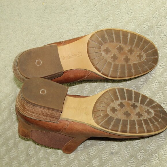 Timberland Women's Cortina Valley Cognac Leather Chelsea Boots size 10 Lug Sole - Picture 6 of 6